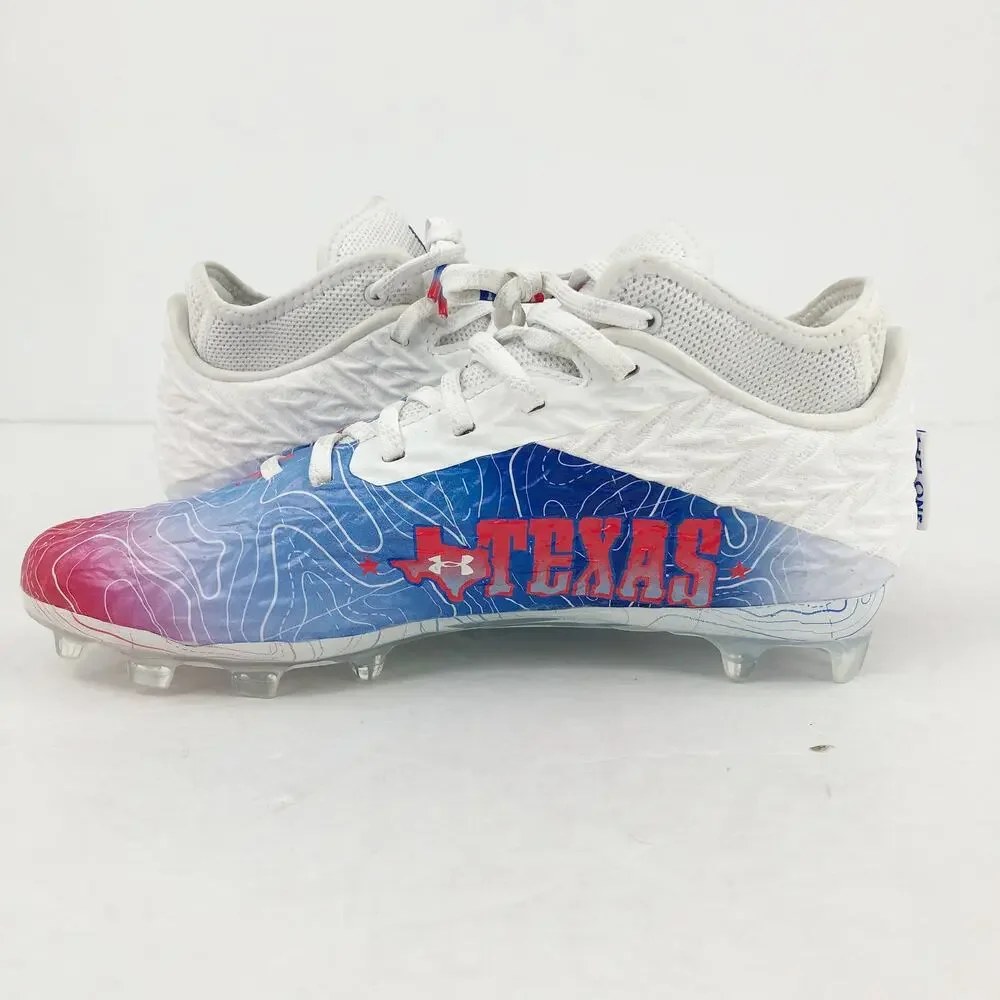 Under Armour Mens Spotlight Clone 4 MC TX Football Cleats Size 8 White Blue NWOB
